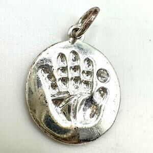 Thailand 925 sterling silver January birthstone handprint charm pendant